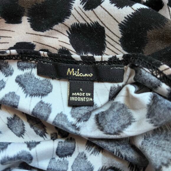 Milano Leopard Print Tunic Top Large Draped Neckline Ruched Date Night Theater - Picture 5 of 5